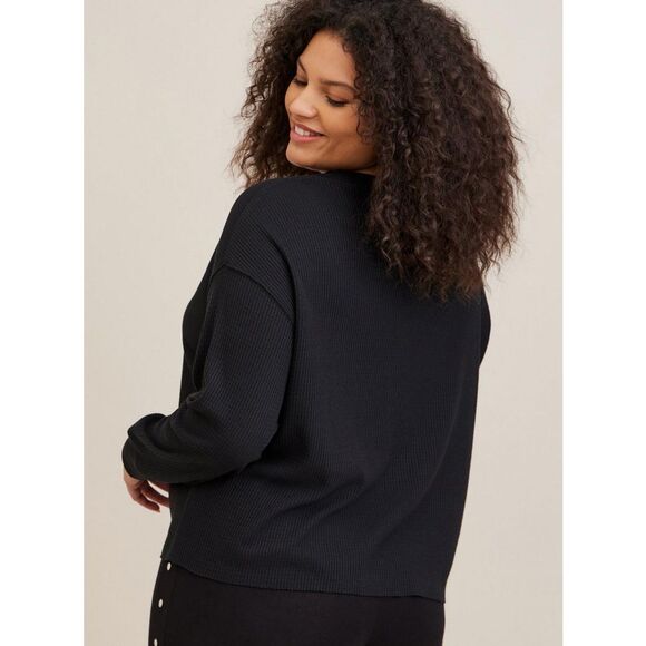 NWT The Rolling Stones Black Waffle Knit Cropped Long Sleeve Tee Torrid Size 3X - Picture 3 of 9